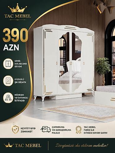 4 ayaq: Təcili: Tac Mebel şkafı - Model: Güzgülü, şık dizaynlı 4 qapılı geyim — 1