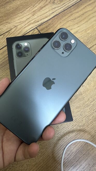 купить принтер цветной струйный: IPhone 11 Pro, Колдонулган, 256 ГБ, Matte Midnight Green, Кулакчындар, Коргоочу айнек, Куту, 72 %