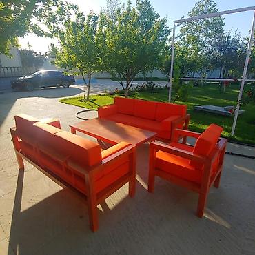 Садовая, уличная мебель: Açıq hava və terraslar üçün taxta mebel dəstləri Məhsul təsviri: - — 7