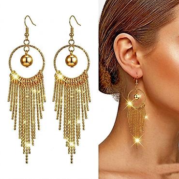 Серьги сөйкөлөр Подвески женские стильные, длина 10 см