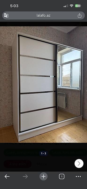 ucuz skaf: Yeni, 2 qapılı, Güzgülü, Ağ, Kupe, Düz dolab — 1