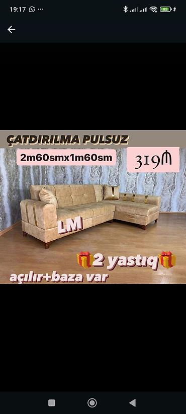 L‑şəkilli yumşaq künc divan - Ölçü: 2 m 60 sm x 1 m 60 sm - Mexanizm