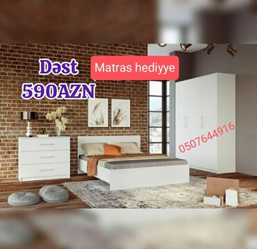 Yataq otağı dəstləri: İkinəfərlik çarpayı, Dolab, Azərbaycan, Yeni — 8