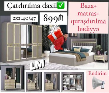 2 neferlik çarpayı: *Yataq dəsti* *Sifarişlə və yeni* Qiymət : *899₼* Dəstə daxildir