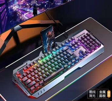 подставка для ноутбука алюминиевая: Геймерская клавиатура Gadinhua Имеет подставку для телефона Черный