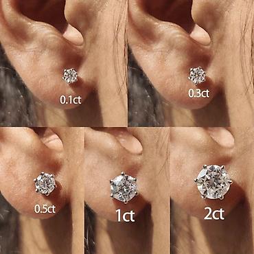 Серьги-гвоздики с муассанитами огранка round: 0.5 ct, 1 ct и 2 ct
