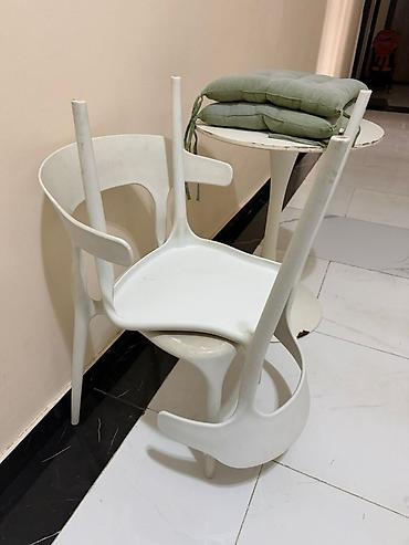 balkon stol stul: 2 Stul + Dairəvi Masa Dəsti – Ağ Rəng Masa və 2 ədəd stul satılır — 1