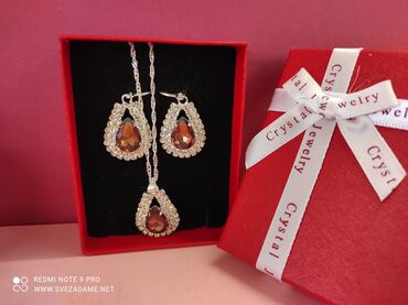 haljine sa kristalima: Set, ogrlica i minđuše, S925 sa kristalima