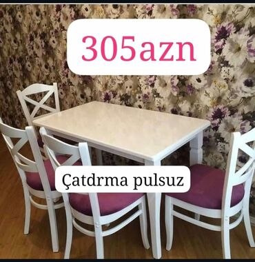 Masa və oturacaq dəstləri: Mətbəx üçün, Yeni, Açılmayan, Dördbucaq masa, 4 stul — 10