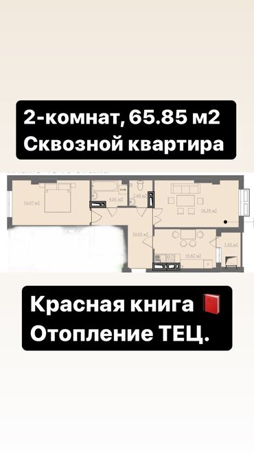 здаются квартиры: 2 комнаты, 66 м², Элитка, 6 этаж, ПСО (под самоотделку)