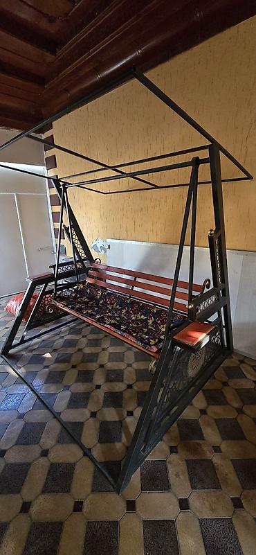 Садовые качели Металл, Со спинкой, С крышей