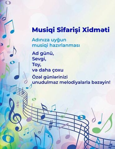 Başqa xidmətlər: Musiqi Sifarişi Xidməti, Sizin Xüsusi Gününüz Üçün Unudulmaz Mahnı!