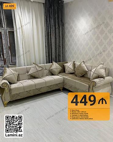 Künc divan – La Mini - Ölçü: 280 × 200 sm - Mexanizm: Açılan, bazalı