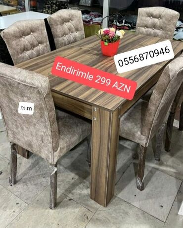 шкаф со столом: Для гостиной, Новый, Нераскладной, Прямоугольный стол, 6 стульев, Азербайджан