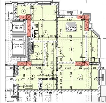 Продажа квартир: 2 комнаты, 80 м², Асанбай мкр 3 этаж — 2
