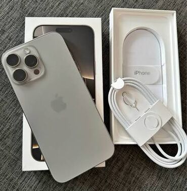 телефон бу купить: IPhone 16 Pro Max, Б/у, 512 ГБ, Natural Titanium, Защитное стекло, Чехол, Кабель, 99 %