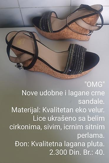 jake boje: “OMG” ženske crne sandale na punu petu - Udobne i lagane - Materijal — 1