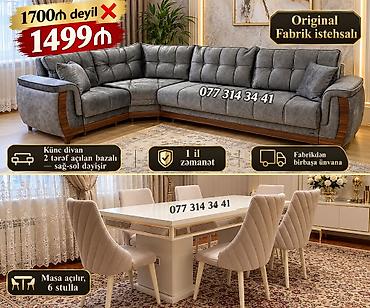 Original fabrik istehsalı mebel dəsti. Künc divan: - 2 tərəfli açılan