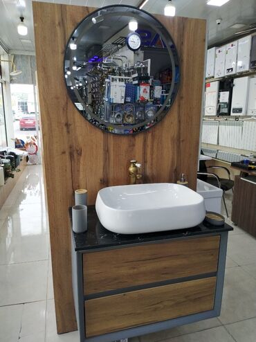 quru taxta: Modern vanna otağı üçün lavabo dəsti - Üstəqoyma keramika lavabo: ağ