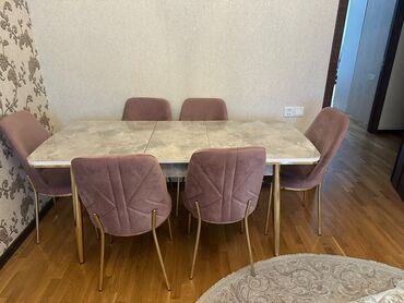 Yataq otağı dəstləri: Qonaq otağı üçün, İşlənmiş, Açılan, Dördbucaq masa, 6 stul