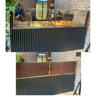kafe ucun stol: Restoran üçün yemek dəzgahı. Uzunluğu - 2 metr. Şüşəsi iki tərəfli