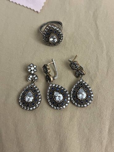 серебренные серьги: Продается серебренный набор, турецкое серебро кольцо серьги, кулон