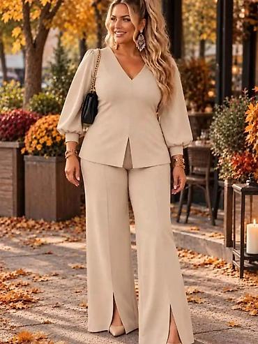 shoestar obuca: Elegantni ženski komplet – bluzica i pantalone sa prorezom — 4