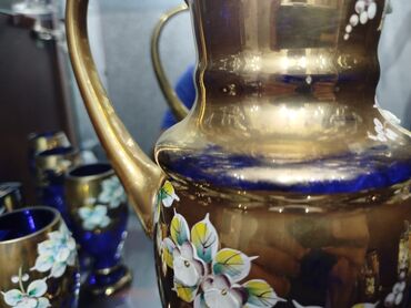 Çay dəstləri və servizlər: Çay dəsti, rəng - Göy, Xrustal, Bohemia, 6 nəfərlik — 12