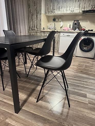 ucuz stol stul desti: Qara rəngli yemək masası və 4 ədəd stul dəsti - Dizayn: Minimalist — 4