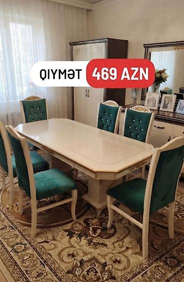 Qonaq otağı üçün, Yeni, Açılan, Dördbucaq masa, 6 stul