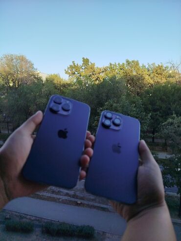 Apple iPhone: IPhone 14 Pro Max, Б/у, 256 ГБ, Deep Purple, Зарядное устройство, Защитное стекло, Чехол, 92 %