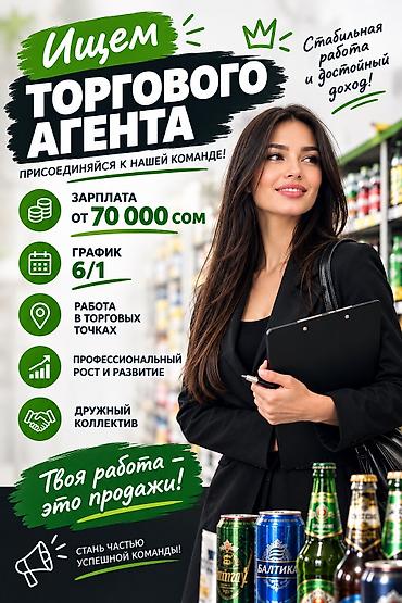 Требуется Торговый агент, График: Шестидневка, 1-2 года опыта, Карьерный рост, Полный рабочий день