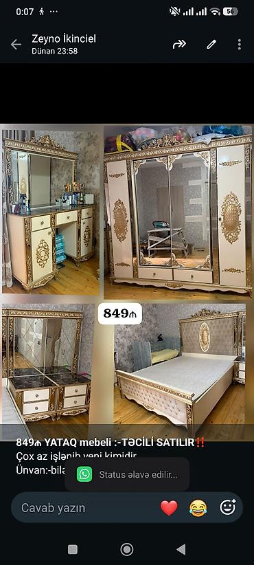 *849₼ YATAQ mebeli :-TƏCİLİ SATILIR*‼️ Çox az işlənib yeni kimidir