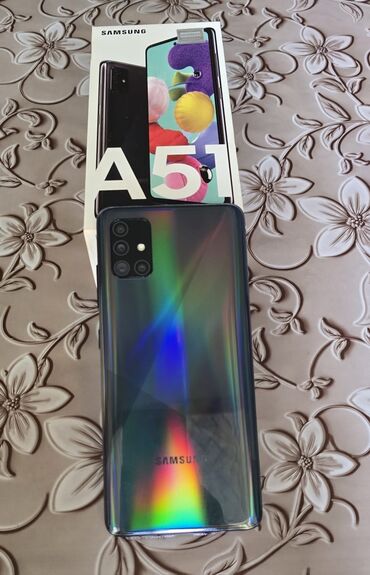 телефон флай с большими кнопками: Samsung Galaxy A51, 128 GB, rəng - Göy, Barmaq izi