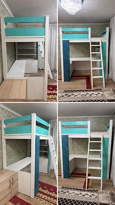 мебель ученик: Двухъярусная детская кровать, Б/у, ЛДСП, цвет - Белый — 1