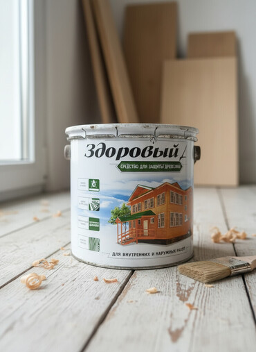 реставрация дерево: Средство для защиты древесины "Здоровый" предназначено для внутренних