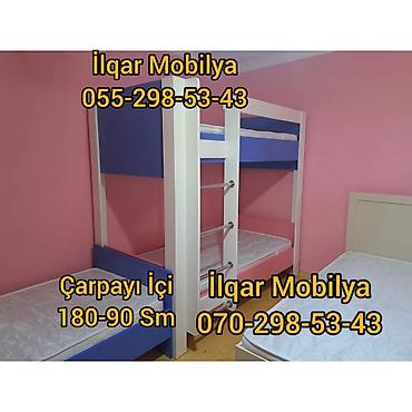 İkimərtəbəli uşaq çarpayıları: Oğlan və qız üçün, Yeni, Çarpayı, Matrassız, Siyirməsiz, Laminat — 10