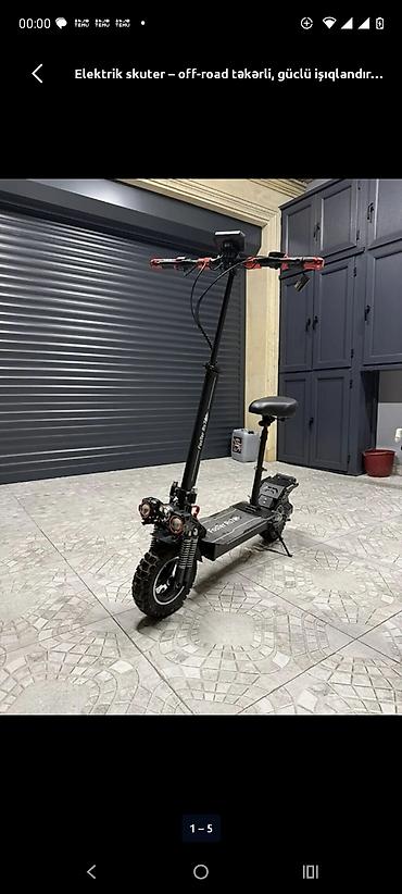 Электротранспорт: Elektrik skuter – off-road təkərli, güclü işıqlandırma və oturacaqlı — 1