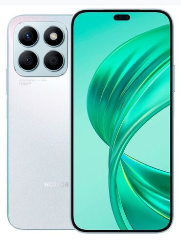 təzə telfon: Honor X8, 128 ГБ, цвет - Зеленый, Гарантия, Сенсорный, Отпечаток пальца