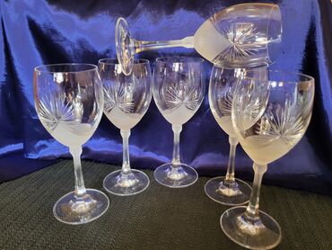 Čaše: Case bohemija 1950g+ kristal,rucna gravura,matirani deo za vino. Case — 3