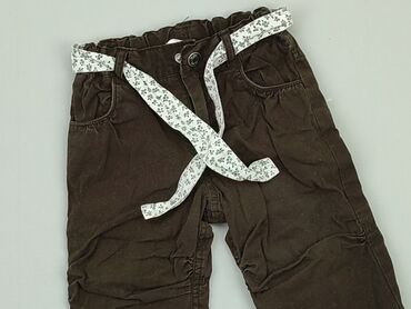 jeansy brązowe: Niemowlęce spodnie materiałowe, 9-12 m, 74-80 cm, H&M, stan - Dobry