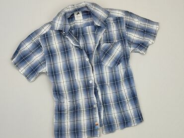koszula krótki rękaw chłopięca: Koszula 5-6 lat, stan - Bardzo dobry, wzór - Kratka, kolor - Niebieski