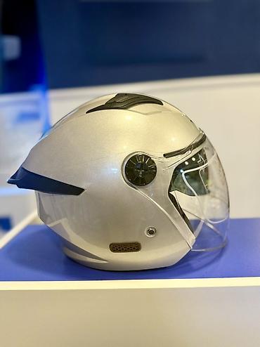moto mator: BK motosiklet dəbilqəsi – gümüşü rəng, açıq (open-face) tip — 4