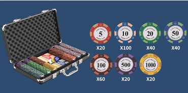 Настольные игры: Новый покерный набор в удобном жёстком кейсе. Вес каждой фишки 14