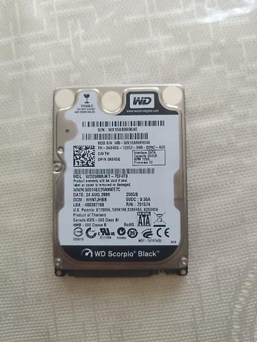 Daxili Sərt disk (HDD) Western Digital (WD), 256 GB, 7200 RPM, 2.5", İşlənmiş