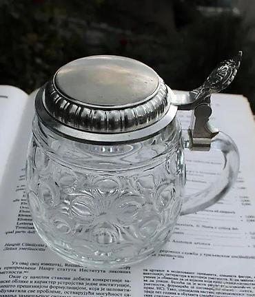 Staro posuđe i escajg: Vntag ORIGINAL BMF BIERSEIDEL Bubble Glass Stein Pevter 1950. Made in — 5