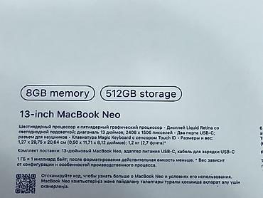 macbuk: MacBook Neo – yaşıl rəng 8/512gb yaddaş 4cycle 100%pil avqust ayında — 6