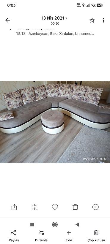 ikinci əl kunc divanı: Künc divan, İşlənmiş, Açılmayan, Bazasız, Parça, Çatdırılma yoxdur — 1