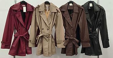 Mantili: Ženski kraći mantil / jakna od eko kože u elegantnom trench stilu — 4