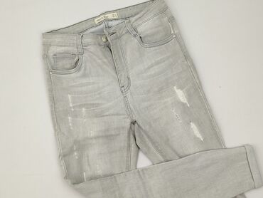 czarne spodnie z wysokim stanem z dziurami: Hello Miss, Jeans for women, size L (EU 40)